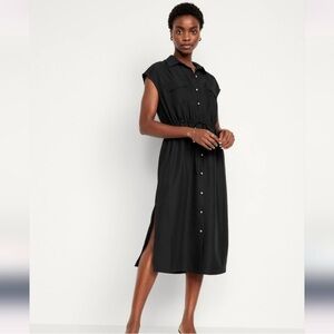 Womens Old Navy Utility Waist Defined Button Down Midi Dress